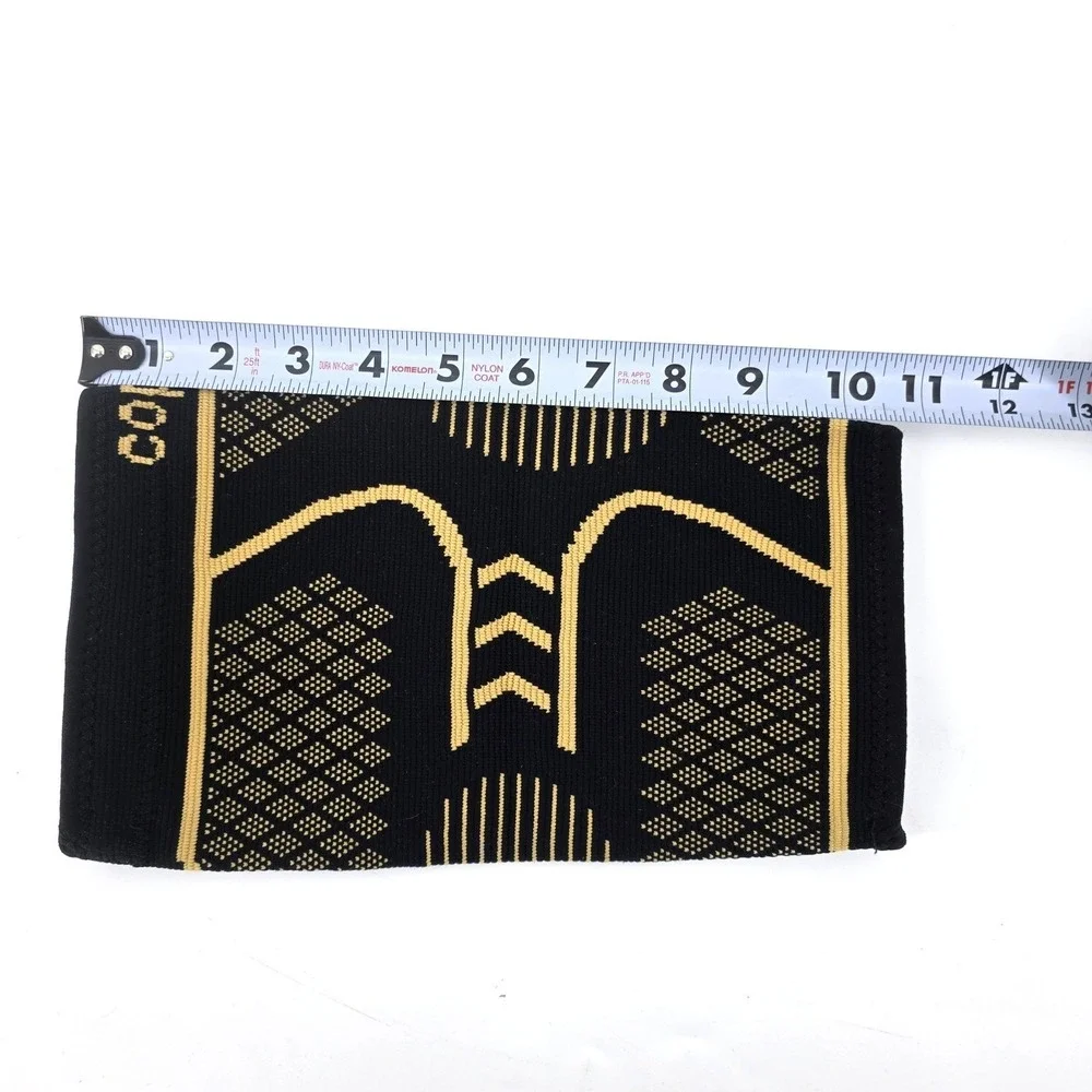 Copper Compression Knee Sleeves Set Black Gold Athletic Joint Support Braces 2pc